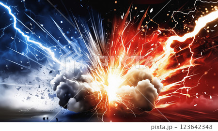 " 相対的な赤と青のエナジーのバックグラウンド " 123642348