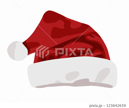 Vector isolated illustration of a Christmas hat on a white background. Vector isolated illustration of a Christmas hat on a white background. 123642639