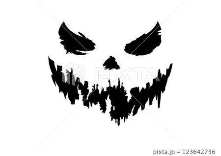 Scary Halloween face silhouette, graphic style, white background, concept of horror 123642736