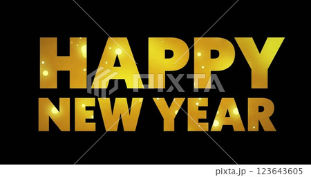 Image of happy new year text and lights on black background Image of happy new year text and lights on black background 123643605