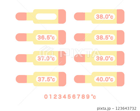 体温計　イラストセット 123643732