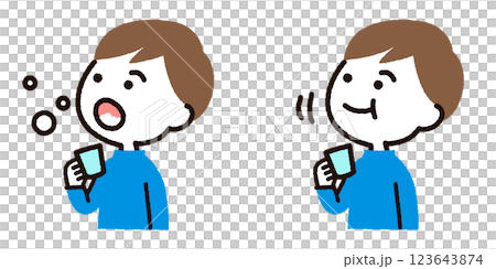 Illustration of a boy gargling and rinsing his mouth 123643874