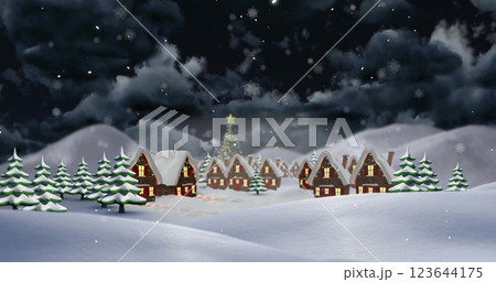 Image of snow falling over winter scenery Image of snow falling over winter scenery 123644175