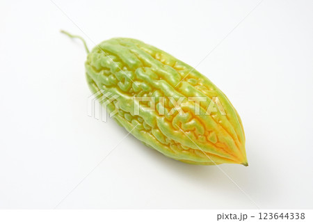 白色背景に新鮮な苦瓜の果実 白色背景に新鮮な苦瓜の果実 123644338