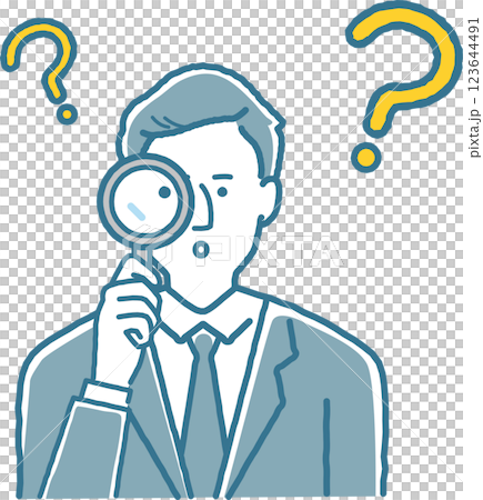 Male business person looking through a magnifying glass 123644491