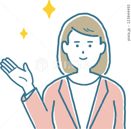 笑顔で案内をするスタッフ女性 123644493