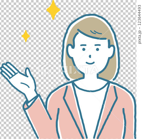 笑顔で案内をするスタッフ女性 123644493