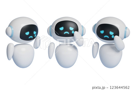 Sad expression AI robot character 3D graphics Sad expression AI robot character 3D graphics 123644562