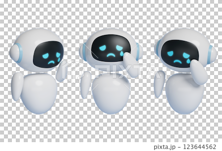 Sad expression AI robot character 3D graphics Sad expression AI robot character 3D graphics 123644562