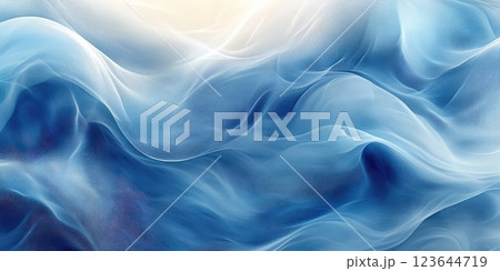 Soft blue waves undulating gently under a bright light with a serene atmosphere and calming visual movement Soft blue waves undulating gently under a bright light with a serene atmosphere and calming visual movement 123644719