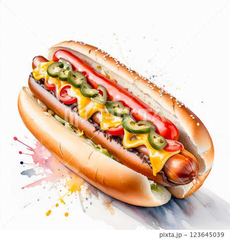 ホットドッグのイラスト 123645039