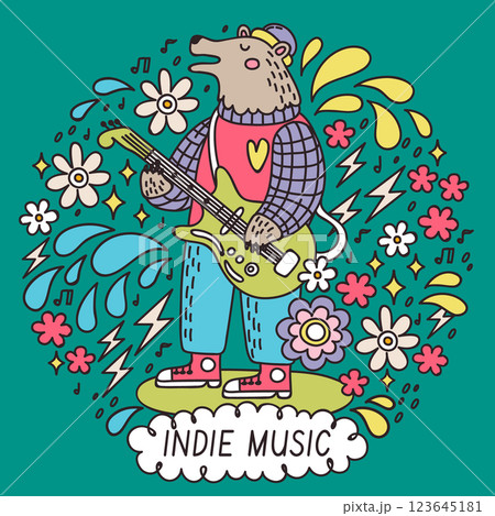 Hand drawn indie music illustration 123645181
