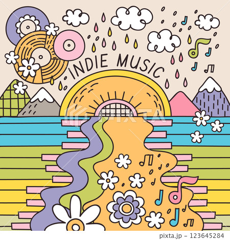 Hand drawn indie music illustration Hand drawn indie music illustration 123645284