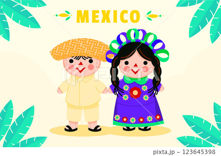 Hand drawn mexican doll illustration 123645398