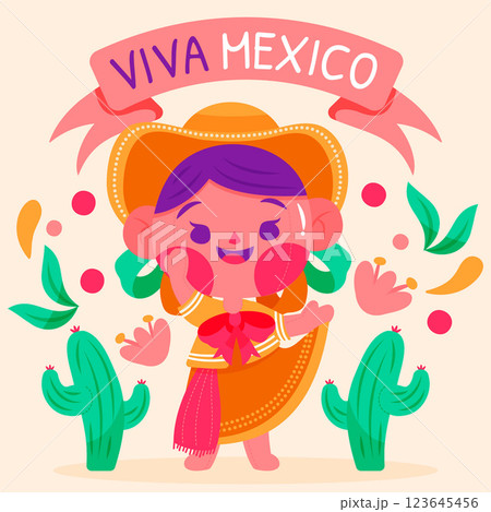 Hand drawn mexican doll illustration 123645456