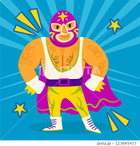 Hand drawn mexican wrestler illustration Hand drawn mexican wrestler illustration 123645457