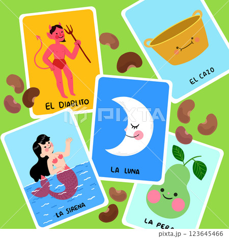 Hand drawn mexican lottery illustration 123645466