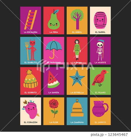 Hand drawn mexican lottery illustration 123645467