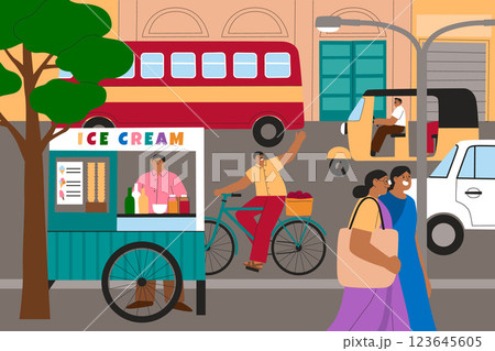 Hand drawn india lifestyle illustration 123645605