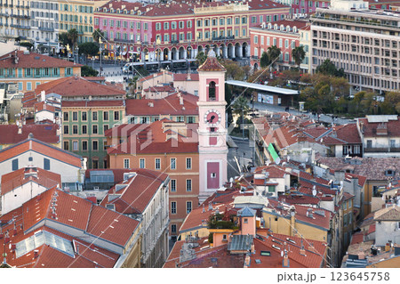 Aerial view at sunset of the Rusca Palace in Nice Aerial view at sunset of the Rusca Palace in Nice 123645758