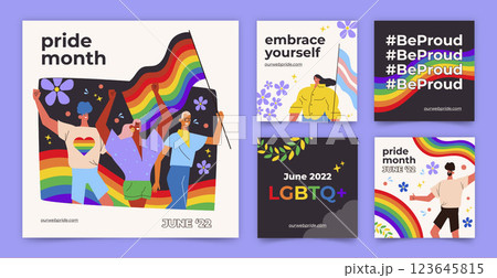 Flat pride month instagram posts collection 123645815