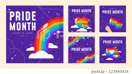 Flat pride month instagram posts collection Flat pride month instagram posts collection 123645816