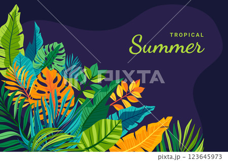 Hand drawn flat summer tropical background 123645973