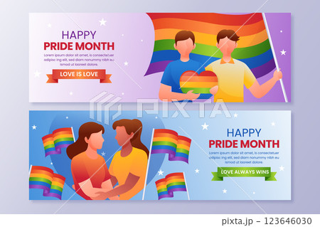 Gradient pride month horizontal banners collection 123646030