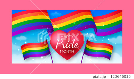 Realistic pride month horizontal banner template 123646036