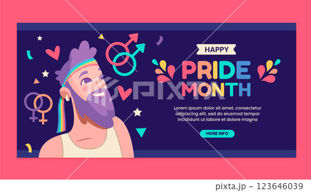 Flat pride month horizontal banner template 123646039