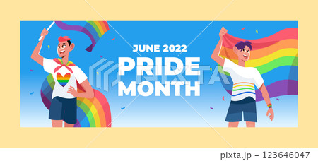 Flat pride month social media cover template 123646047
