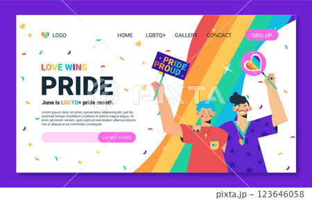 Flat pride month landing page template 123646058