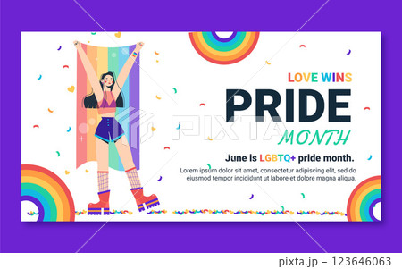 Flat pride month social media post template 123646063