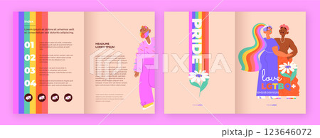 Flat pride month brochure template 123646072