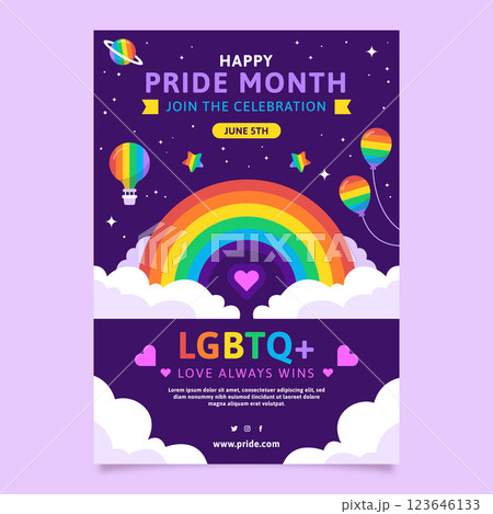 Flat pride month lgbt vertical poster template Flat pride month lgbt vertical poster template 123646133
