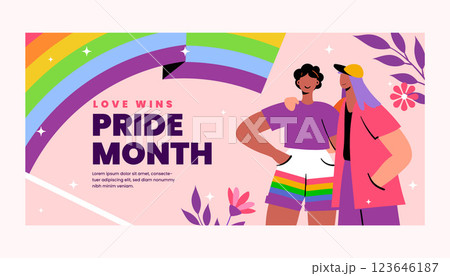 Flat pride month horizontal banner template 123646187