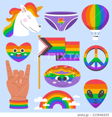 Flat pride month elements collection Flat pride month elements collection 123646205