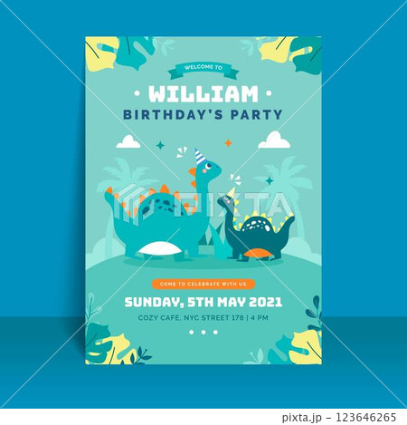 Organic flat dinosaur birthday invitation template Organic flat dinosaur birthday invitation template 123646265