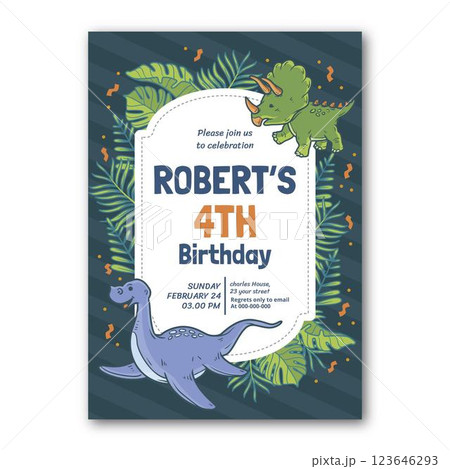 Cartoon dinosaur birthday invitation template Cartoon dinosaur birthday invitation template 123646293