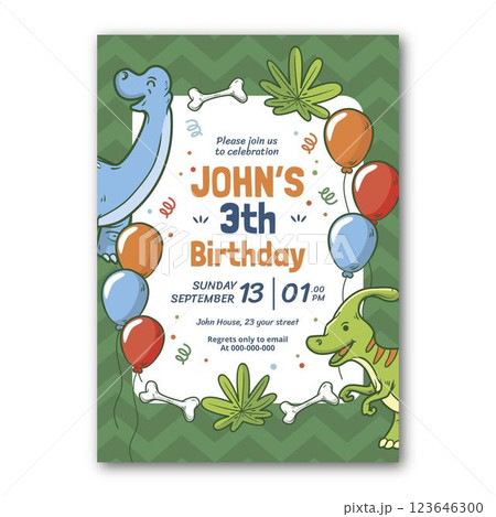 Cartoon dinosaur birthday invitation template Cartoon dinosaur birthday invitation template 123646300