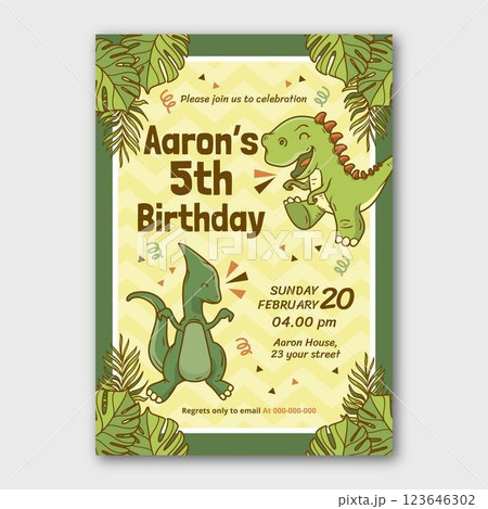 Cartoon dinosaur birthday invitation template Cartoon dinosaur birthday invitation template 123646302