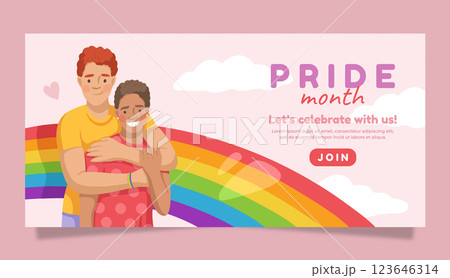 Flat lgbt pride month horizontal banner template 123646314