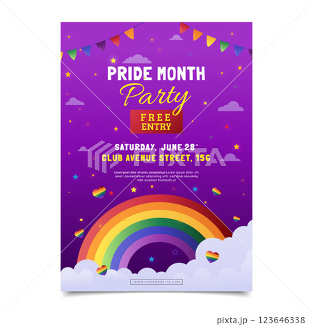 Realistic pride month vertical poster template 123646338