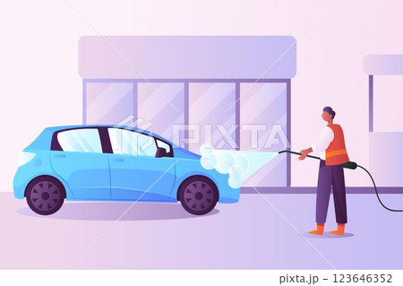 Flat car wash service concept illustration 123646352