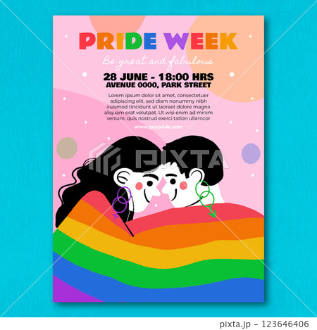Hand drawn pride month lgbt vertical poster template 123646406