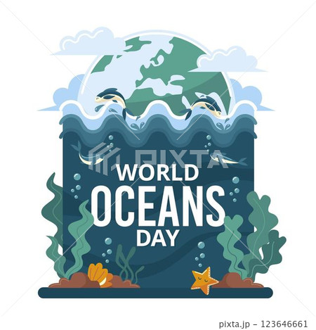 World oceans day with planet 123646661