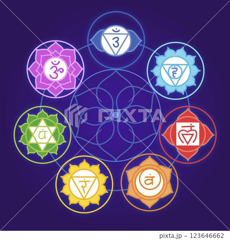 Colorful chakras set concept 123646662