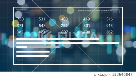 Image of financial data processing over cityscape Image of financial data processing over cityscape 123646847