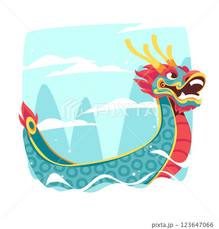 Flat illustration for chinese dragon boat festival celebration Flat illustration for chinese dragon boat festival celebration 123647066