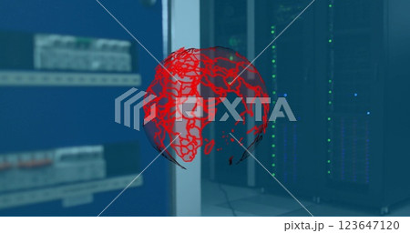 Image of globe and data processing over computer servers Image of globe and data processing over computer servers 123647120